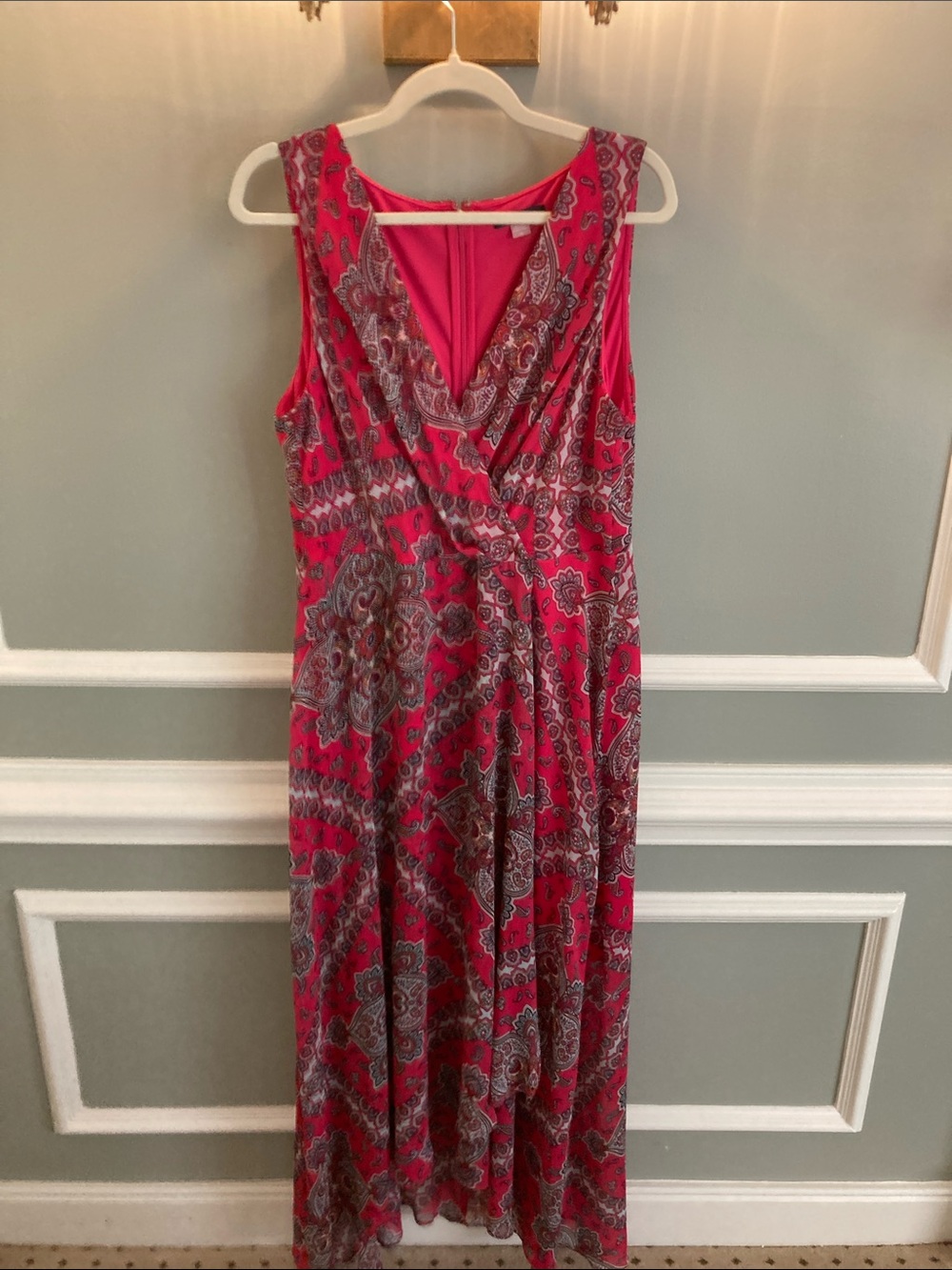 Tommy Hilfiger Pink Paisley Sleeveless Wrap Maxi Dress